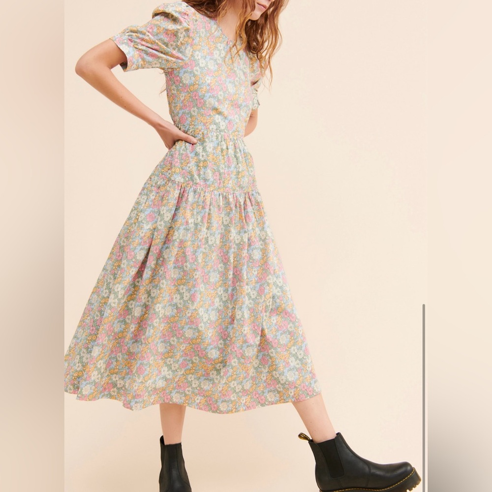 En Saison Cotton Floral Midi Dress XS NWT